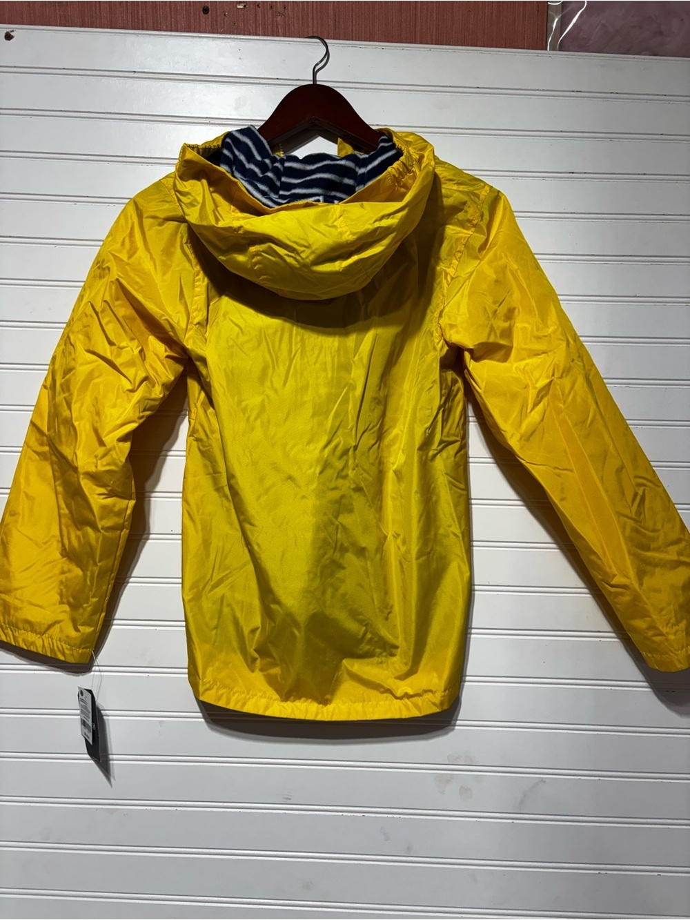 Oshkosh b’gosh yellow hooded rain coat size 14 fleece lined kids windbreaker - Picture 6 of 8